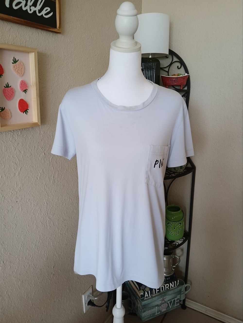 PINK Victoria's Secret Heather Gray Logo Crew Tee